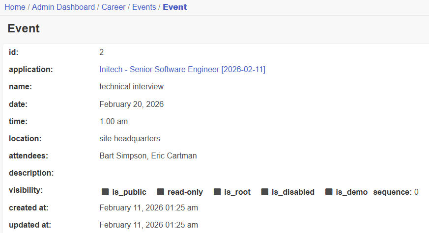 application event view