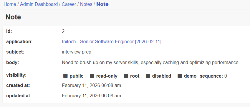 application note view